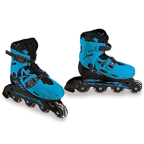 Mondo Toys - Rollers garçon - Patins en Ligne - Roues en PVC - Roller Enfant/garçon - Taille M/Pointure 33/36-28330 Bleu