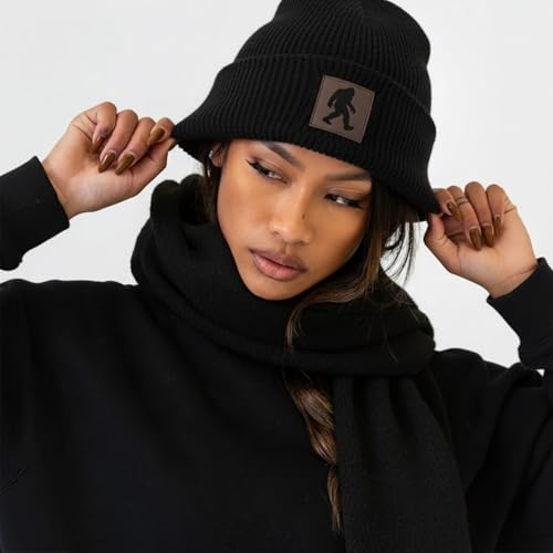 Image of Bigfoot Beanie for Men - Sasquatch Hat Winter Knit Cuffed Beanie for Women - Bigfoot Gifts for Christmas & New Year