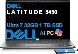 Dell Latitude 5450 5000 Business AI PC Laptop (14' FHD IPS, Intel 12-Core Ultra 7 155U ( i7-1355U), 32GB DDR5 RAM, 1TB SSD), Backlit KB, IR Webcam, 2X Thunderbolt 4, IST 7 in 1 Dock, Win 11 Pro
