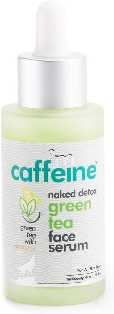 MCaffeine Paraben and Mineral Oil-Free Naked Detox Green Tea Face Serum with Vitamin C, Hyaluronic Acid for Hydration (All Skin, 40ml)
