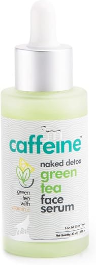 mCaffeine Green Tea Hydrating Face Serum for Glowing Skin with Vitamin C &amp; Hyaluronic Acid | Reduces Dark Spots, Pigmentat...