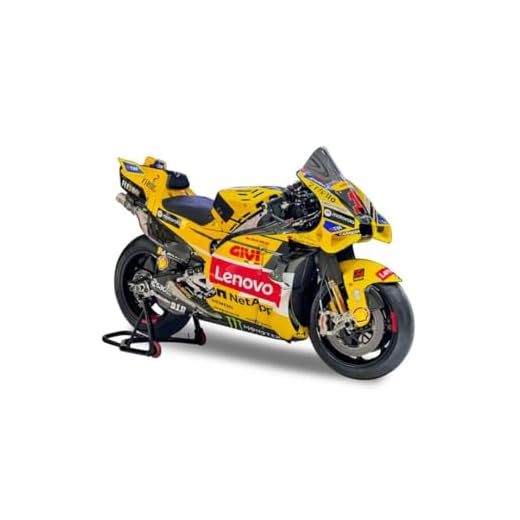 Maisto MotoGP 2023 Ducati Desmosedici GP No1 Bagnaia con soporte, Escala 1:18, Réplica oficial de Francesco Pecco, Juguete, Pieza de colección para niños y fans del motor, 3 años (78109)
