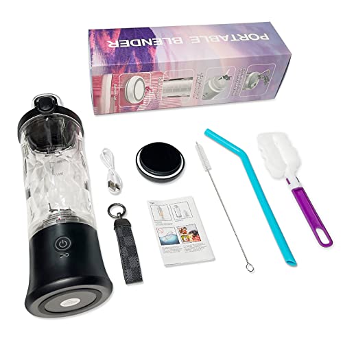 Portable Blender, Personal Blender For Shakes And Smoothies, 20 Oz Mini Smoothies Blender To Go, Usb Rechargeable Blender Cup With Travel Lid For Home, Office, Travel - Black #TOP6