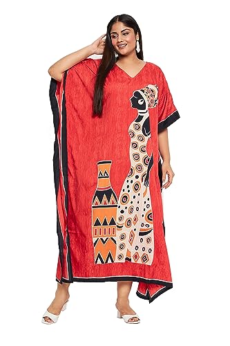 Image of Oussum Women Kaftan Plus Size Polyester Summer Lightweight Caftan Swimsuit Cover Ups Maxi African Mumu Lounge House Dress