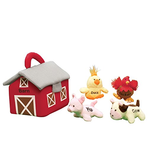 collections etc farm carrier plush barn and animals kids toys red