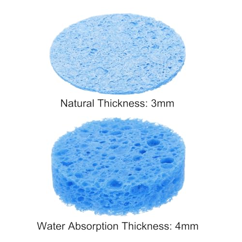 Image of MECCANIXITY 15PCS Soldering Sponge 50mm Round Blue Cleaning Pad Welding Tip Iron Replacement for Cleaning Soldering Iron 3mm Natural Thickness 14mm Water Absorption Thickness