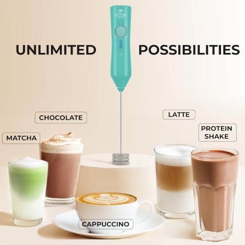 Image of Zulay Kitchen Rechargeable Milk Frother Handheld - Frother Wand, Drink Mixer, Electric Whisk Frother, for Cappuccinos, Matcha & Protein Powder - Dynamic Triple Whisk, 3 Speed 500mAh Mint