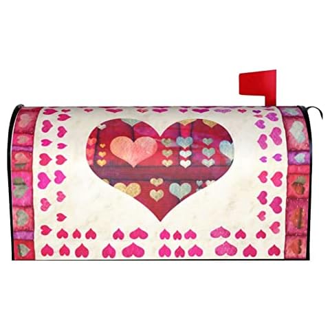 Kawani Valentine's Day Mailbox Covers Magnetic Standard Size Valentines Colorful Love Heart Decor Mail Wraps Cover Letter Post Box 21" L x 18" W for Home Garden Yard Outdoor Cover
