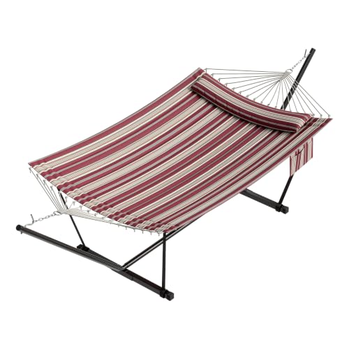 Garvee 2-Person Hammock with Stand for Outside–450lbs, Balance Rope, Pillow