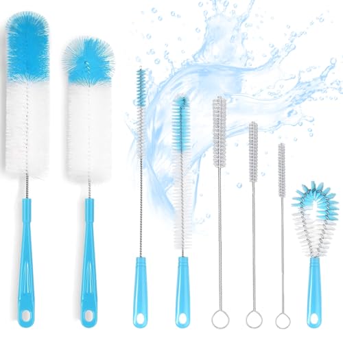Cepillo para Biberones 8 Piezas, Cepillo para Limpiar Popotes, Cepillo Lavar Botellas de Agua con Orificio para Colgar,...