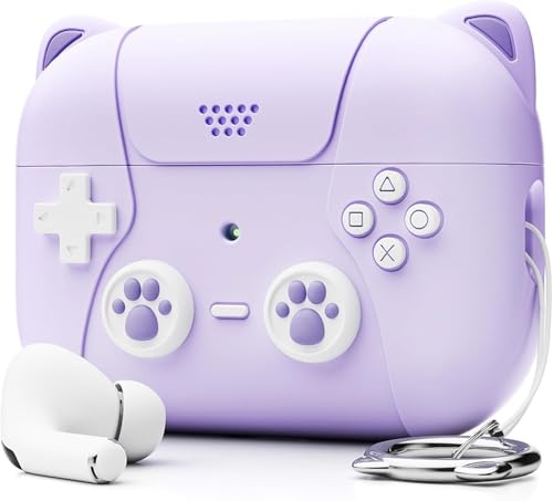 Image of Meyaar for AirPods Pro 3 Case 2025 Silicone Protective Cases for Apple AirPods Pro 3rd Generation Case for Women Men, for AirPod Pro 3 Cases Cover Accessories with Keychain (Game Console Purple)