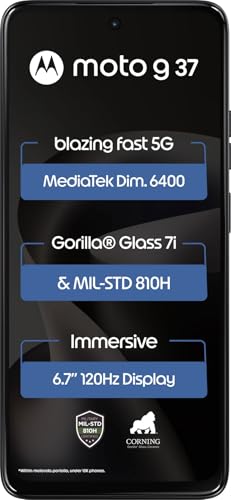 Image of Motorola g37 Power (Pantone Impenetrable, 8GB RAM, 128GB Storage) | Dimensity 6400 Processor | 50MP Rear Camera | 8MP Front Camera | 6.66 inch HD+ Display | 7000mAh Battery | Expandable Up to 1TB