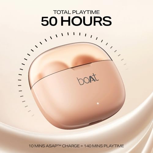 Image of boAt Airdopes 212, 50H Battery, ENx Tech, Beast Mode, ASAP Charge, Bluetooth Earbuds, TWS Ear Buds Wireless Earphones with mic (Peach Blush)