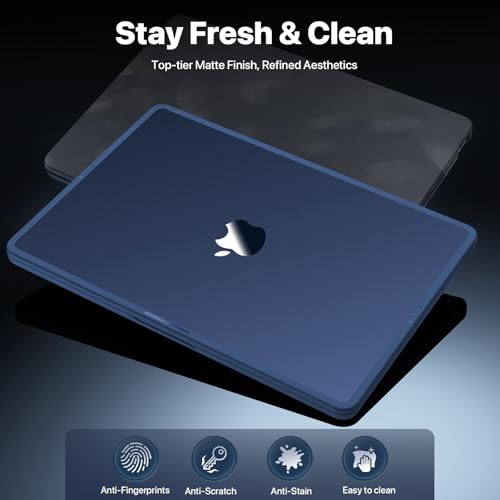 Image of Soonjet FlexArmor for MacBook Air 13 inch Case | M5 M4 M3 M2 2026 2025-2022 | Hybrid Design, Cushioned Edges | Anti-Crack Upgrade | Ultra-Thin Cover Laptop Hard Shell 13.6'' | Midnight Blue Clear