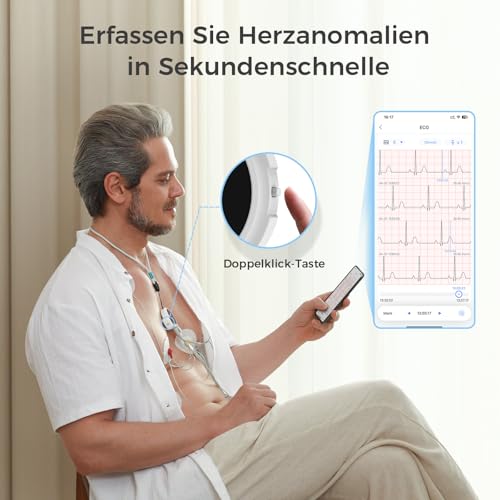 CheckMe LepodPro 12-Kanal-EKG-Gerät für zuhause, 24-Stunden-Echtzeit-EKG-Aufzeichnung, detaillierter AI-EKG-Bericht, Markierung von EKG-Ereignissen, kompatibel mit mobiler App und PC-Software