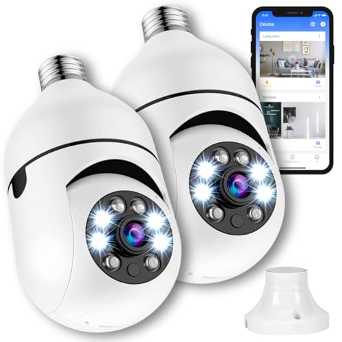 Kit 2 Câmera Segurança Lâmpada Ip Wifi 360° Full HD Inteligente Prova D'água Giratória Visão Noturna Infravermelho Detecção de Movimentos 1080P HD Bivolt Premium (2)
