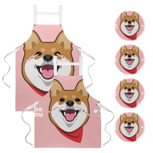 Tablier de serveuse Shiba Inu idéal pour le service en bistrot et bar