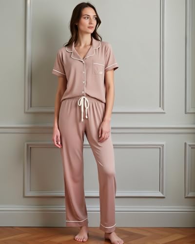 Image of BORN Pajamas for Women Set Button Down, 2 Piece Pajama Sets, Soft Womens Pajama Sets