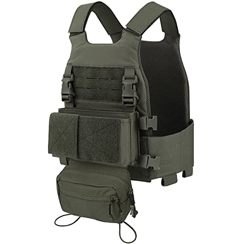 EMERSONGEARS Tactical Airsoft Vest - Adjustable Quick Release Modular MOLLE Combat Vest - Men's 500D Nylon Military Plate Carrier for Airsoft Paintball Outdoor (Green)