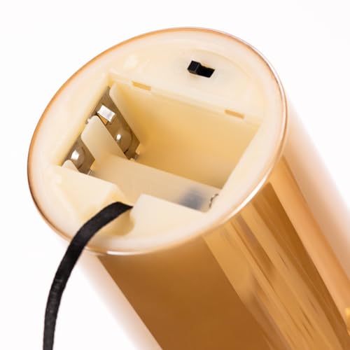 Image of Gold Flameless Candles With Remote LED Battery Operated Pillar Candles Set | Acrylic Cup Design Realistic Glow 10-Key Remote With Timer & Brightness Control for Fireplace, Wedding & Home Decor