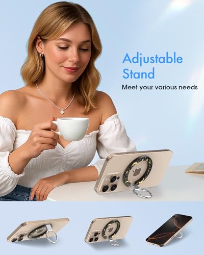 Image of Toycamp Phone Grip Ring Holder Compatible with MagSafe - Magnetic Phone Grip Stand Women Cute Painting Removable Rotatable Magnet Accessories for iPhone 17 Pro Max /16 /15 /14 /13 /12 Series, Moon Star