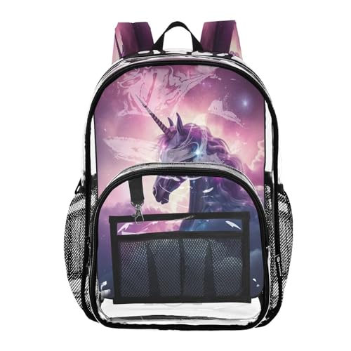 Galaxy Horse Clear Backpack - Stadium Approved Large 15.7-inch Waterproof Transparent Bag for Sports, Concerts, Work, Travel#60