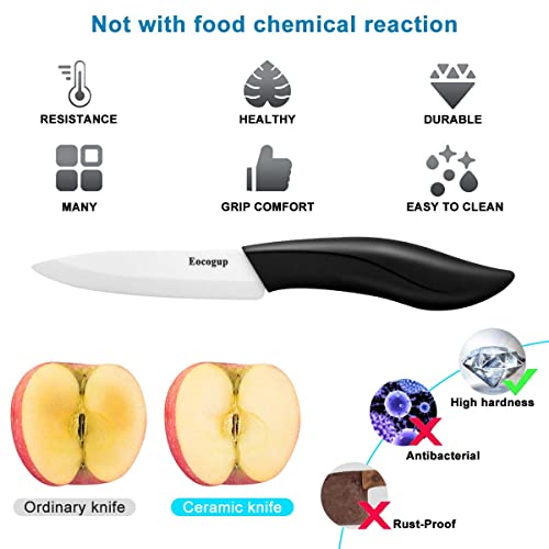 Eocogup Paring Knife, Large Handle And Super Sharp Ceramic Knife Blade Of 4 Inch,Rust Proof Stain Resistant,Abs Handle(Black). #TOP2