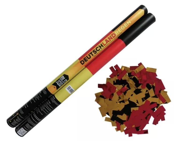 Pyroland 6 Stück Konfettikanone Deutschlandregen 80 cm, schwarz, rot,gold Konfetti, lustiger Party Popper für Deutschland, WM, EM Olympia, Fußball