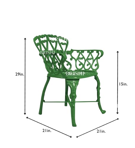 Image of BRISHI Cast Aluminium Garden Patio Seating Chair and Table Set for Balcony Outdoor Furniture with 1 Table and 2 Chair Set (Green)