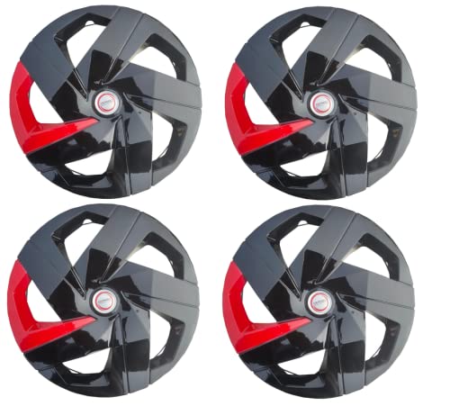 AutoMoto Sporty Type Black Red Colour 16-Inch Press Fit Type with Metal Rings Wheel Cover for Nissan Terrano All Models (Set of 4 Pieces)-image-45