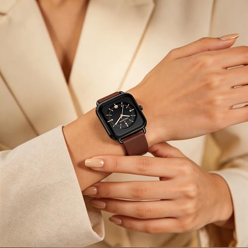 Image of Daniel Hechter Paris Lea Collection Watch for Women with Square Dial, Crystal and Rose Gold Markers, Date Display and Silicone Strap