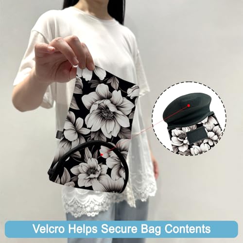 Image of Neoprene Cell Phone Sleeve Pouch Case Bag with Crossbody Strap Neck Lanyard for Women 7.5 X 4.3 in Flower Black