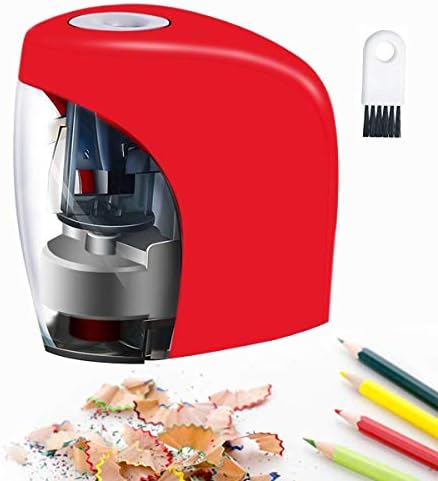 Baseman Electric Pencil Sharpener, Battery AC and USB Powered Pencils Sharpener for NO.2 and Colored Pencil Kids Adults Stationery Automatic Heavy Duty Fast Sacapuntas for Office, Classroom, Home Red