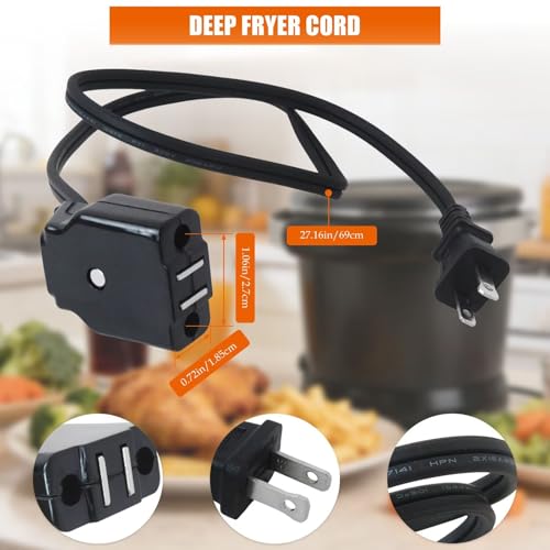 Cordón de Poder Magnético de Repuesto 09982 para Freidoras Eléctricas Presto FryDaddy Granpappy, 120V, 15A - Reemplaza 0542408, 0542508 miniatura 2