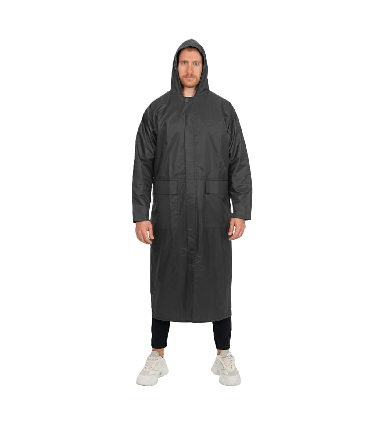 Nylon Full Length Raincoat with Hood & 2 Pockets-picture-44