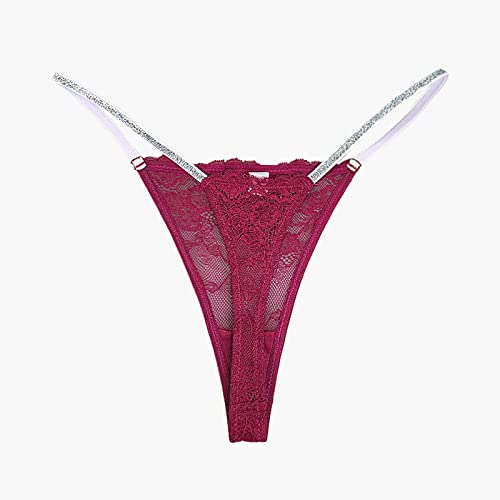 Silk G String Panties For Women Lace Thongs For Womens See Through Thong Easy Underwear For Women For Sex (Wine, L) #TOP6