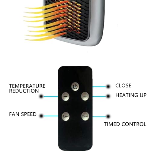 Chauffage en céramique de 800W compact et orientable avec télécommande sans fil