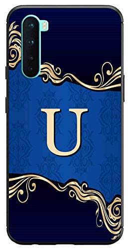 Image of Amazon Brand - Solimo Designer Blue Pattern Alphabet-U Printed Soft & Flexible Hybrid Back Case Mobile Cover for OnePlus Nord