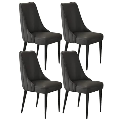 Image of Dream Furnishing - Set of 4 Dinning Chairs Elegant & Luxury Looks Strong Metal Frame Legs for Home Cafe Office Hotel (Black-Black Legs)