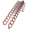 Attic Ladder Pull Down System, 12 Steps Folding Wall-Mounted Retractable Attic Stairs w/Armrests, 10.17 FT Height Aluminum-Magnesium Alloy Telescoping Ladder for Basements, Max Loading 880lbs