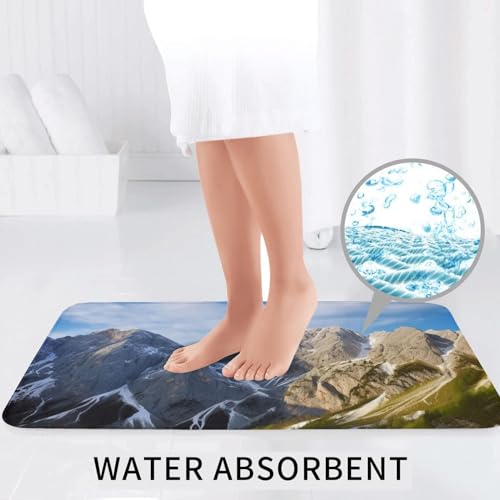 YoupO Slowenische Berge drucken Badezimmer Teppiche Sets 3 Stück saugfähige WC-Deckelbezug rutschfeste U-förmige Konturmatte für Toilette Badezimmer – Bild 7