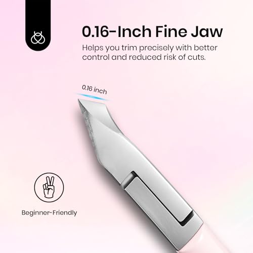 Image of Beetles Cuticle Trimmer Nail Cuticle Nippers 0.16 Inch Fine Jaw Cuticles Cutter Stainless Steel Cuticles Remover Scissors Beginner Friendly Nail Art Tools for Manicure Care Pink