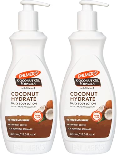 Palmer's Coconut Oil Formula Body Lotion for Dry Skin, Hand & Body Moisturizer with Green Coffee Extract & Vitamin E, Pump Bottle, 13.5 Fl Oz (Pack of 2)