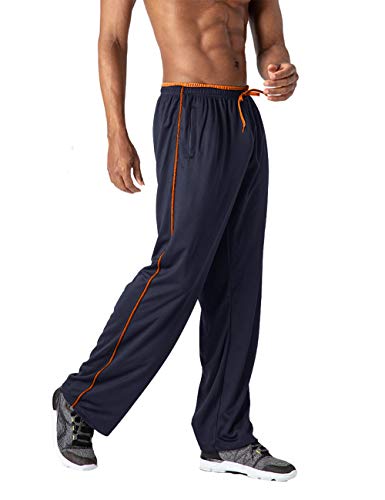 TOTNMC Men's Casual Pants Workout Training Sweat Pants for Men with Front Zipper Pockets Blue/Orange