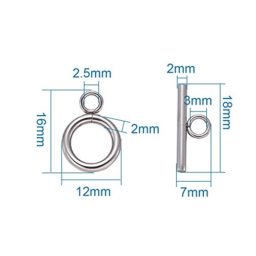 Kissitty 20 Sets 304 Stainless Steel Round Iq Toggle Clasps & Tbar Clasps For Necklace Bracelet Jewelry Making Silver Tone #TOP2