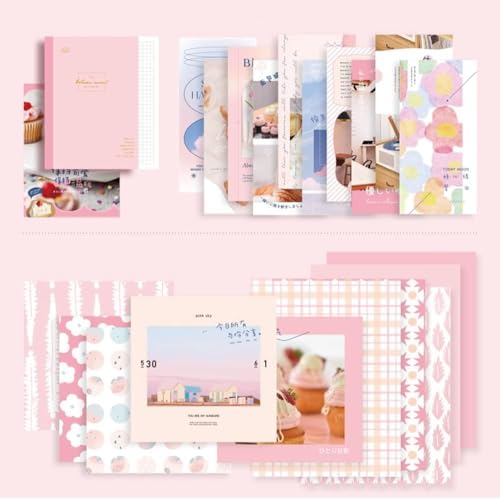 Image of yifely Paper Vintage Aesthetic Scrapbook Kit Scrapbooking Supplies Kit with Bullet Junk Journal,Stationery,A6 Grid Notebook with Graph Ruled Page DIY Journaling Gift for (Sweetheart)