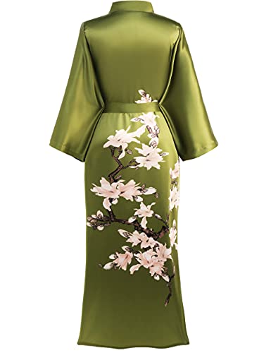 Babeyond Plus Size Long Kimono Robe Floral Satin Robes Plus Size Kimono Cover Up Loose Cardigan Top Bachelorette Party Robe #TOP4