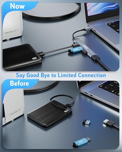 Image of FEDUS 3.0 USB C Hub, 4 in 1 Type C Multi USB Connector Adapter with USB 3.0 and USB 2.0 Ports, USB Expander for Laptop, Mobile, Pc, Printers, Flash Drive, MacBooks, HDD, Camera, Keyboard,Mouse