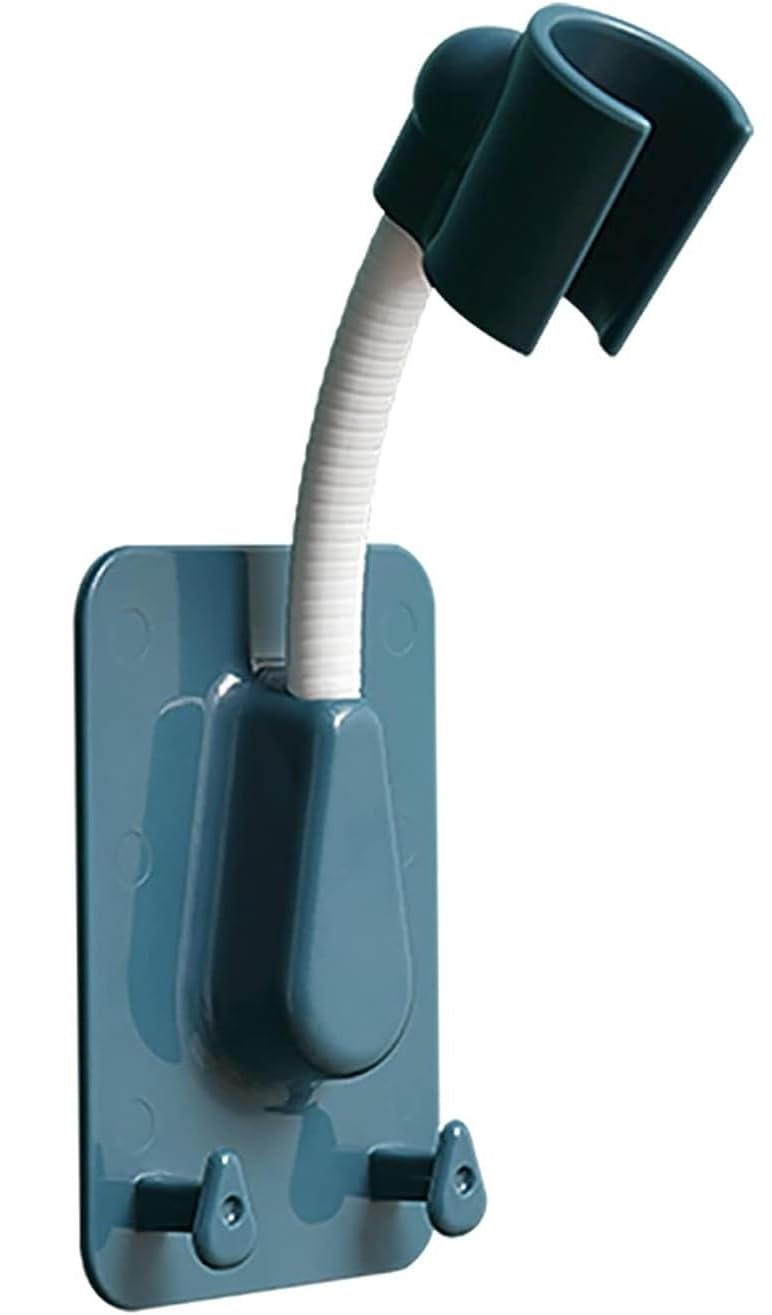 Xlandalyuefa Blue Adjustable Shower Head Holder Strong Adhesive Bracket 360 Degree Rotatable Handheld Wand Wall(Blue)
