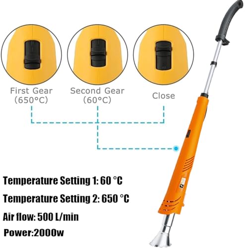 Bruciatore elettrico per erbacce, 2000 W, professionale, per barbecue, temperatura massima 650 °C, per patio, giardino, vialetto